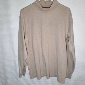 L.L. Bean Men’s L Tan Cream Turtleneck Sweater Shirt Long Sleeve 100% Cotton